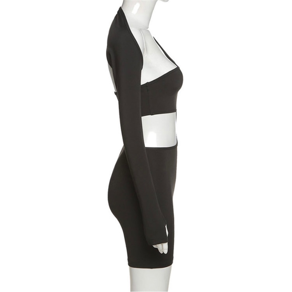 Asymmetrical Bodycon Romper - Picture 3 of 7